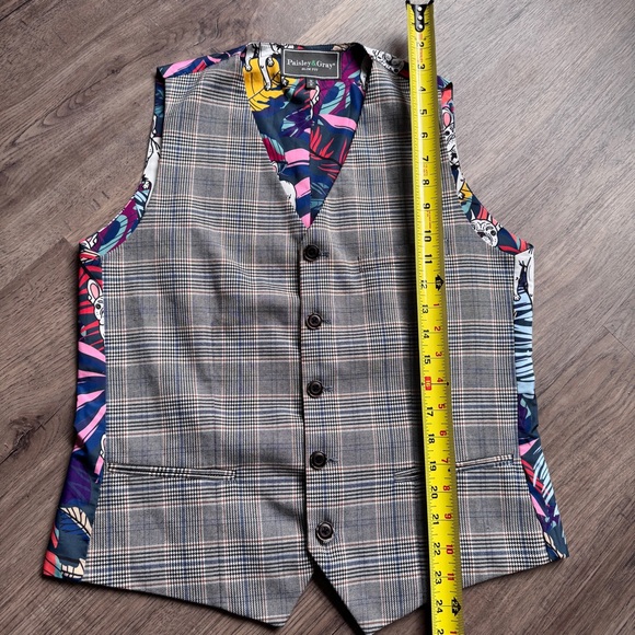 Paisley & Gray Checkered Vest - Unique French / Frenchie Design - Tailored - Picture 6 of 12